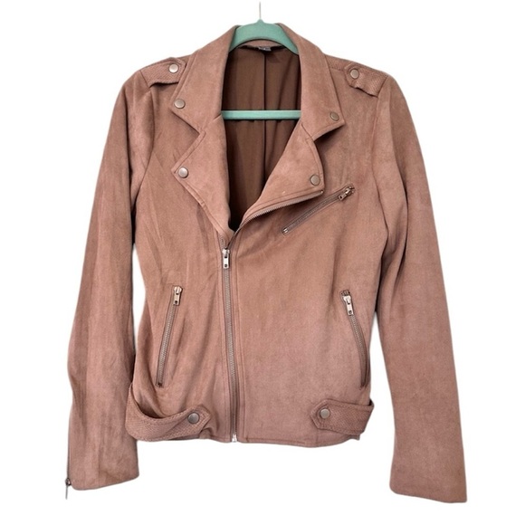 Market & Spruce Faux Suede Zip Moto Jacket - Picture 1 of 8